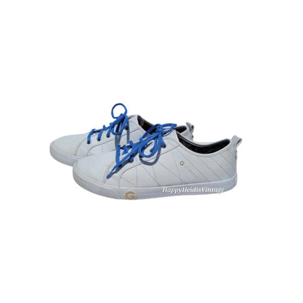 GBG Los Angeles White Ggorfin Quilted‎ Sneakers Blue Laces G by Guess
